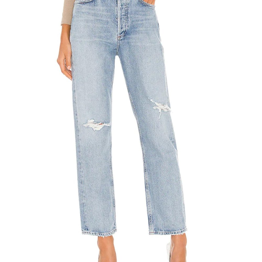 Agolde 90's Mid Rise Loose Fit Jeans in Captured (Size 22)